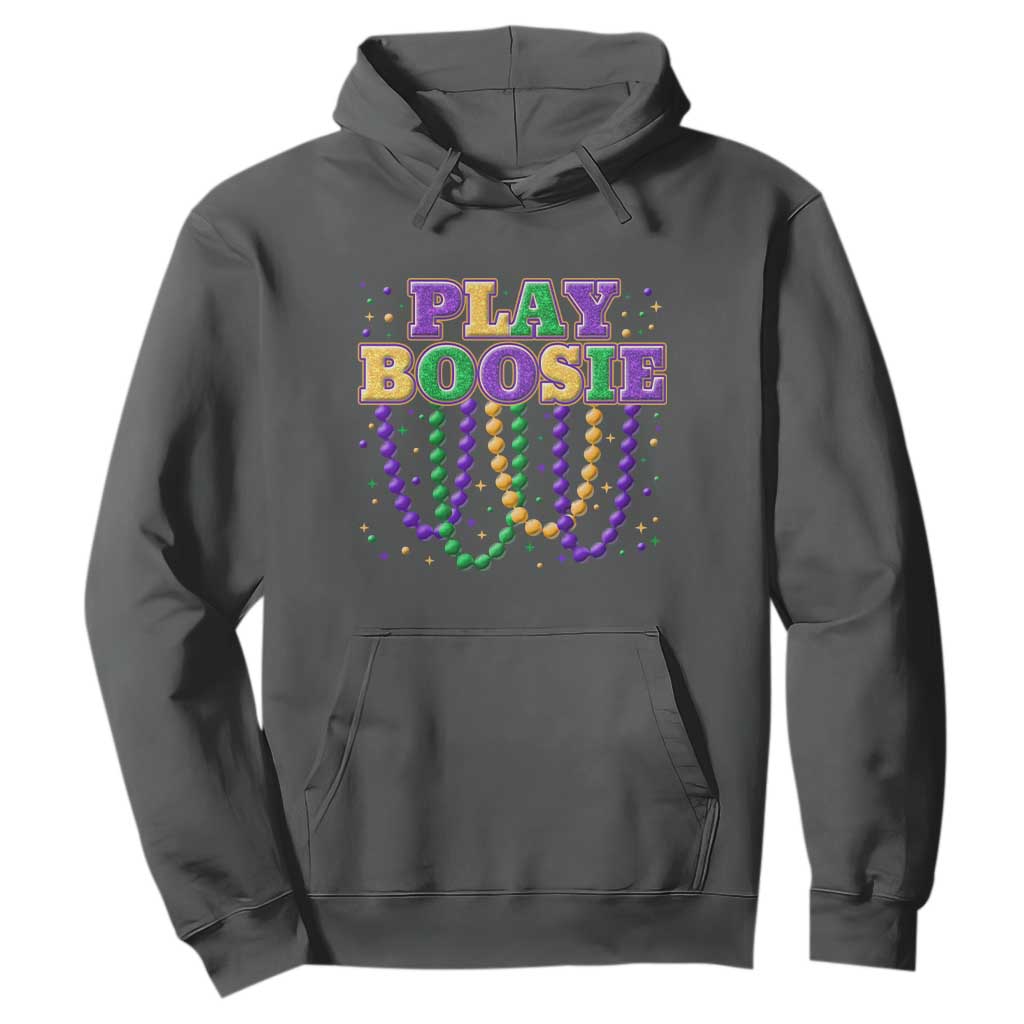 Funny Play Boosie Mardi Gras Hoodie Beads Fat Tuesday Carnival TS11 Dark Heather Print Your Wear
