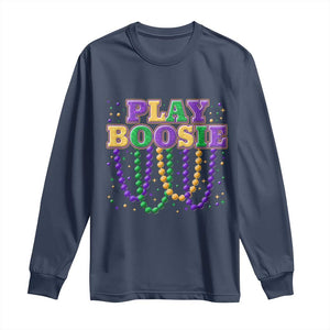 Funny Play Boosie Mardi Gras Long Sleeve Shirt Beads Fat Tuesday Carnival TS11 Navy Print Your Wear