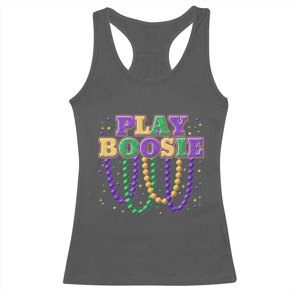 Funny Play Boosie Mardi Gras Racerback Tank Top Beads Fat Tuesday Carnival TS11 Dark Heather Print Your Wear
