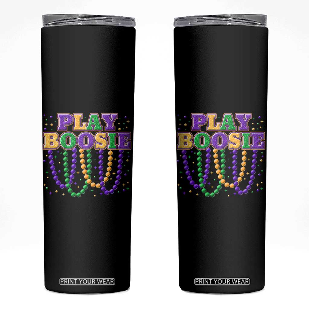 Funny Play Boosie Mardi Gras Skinny Tumbler Beads Fat Tuesday Carnival TS11 Black Print Your Wear