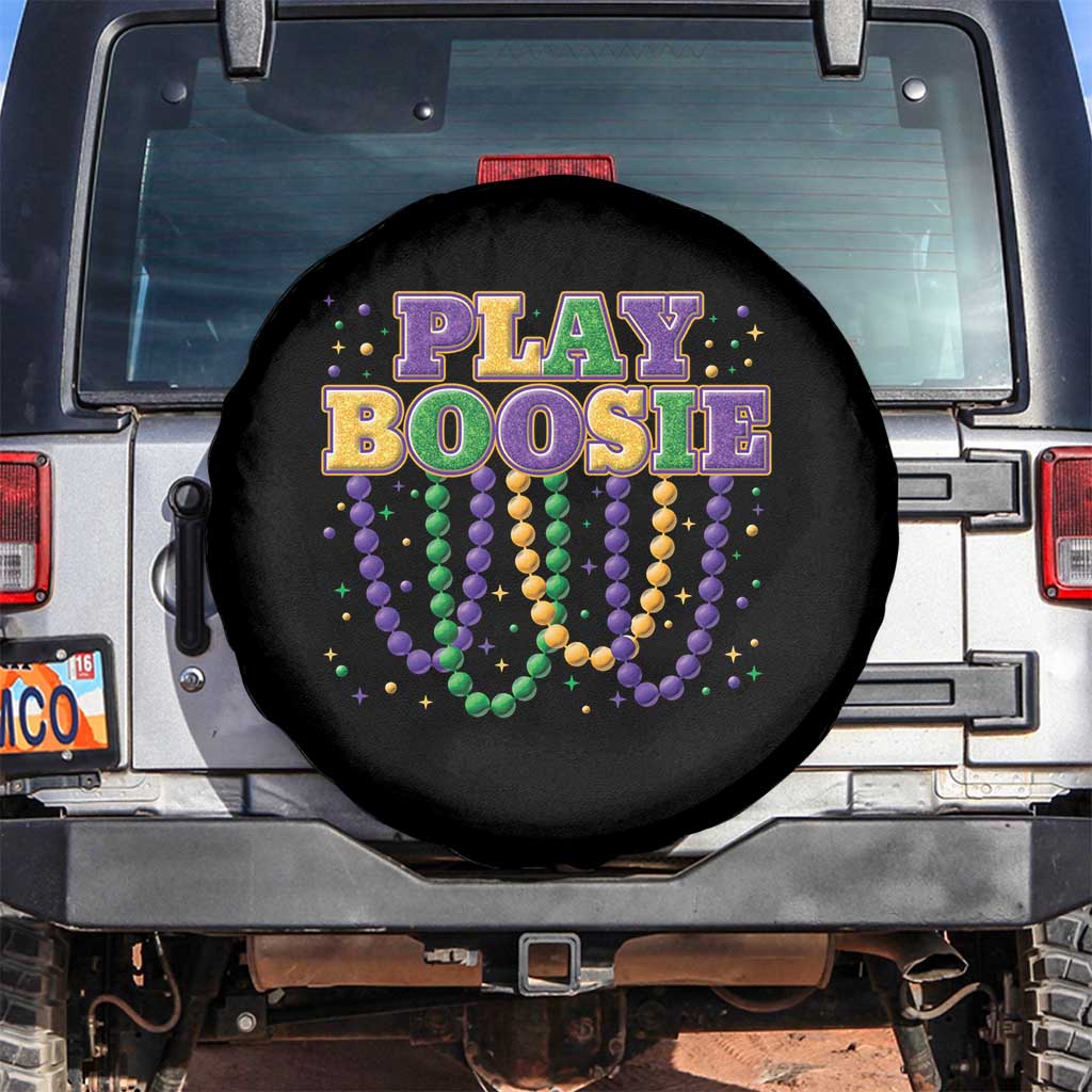 Funny Play Boosie Mardi Gras Spare Tire Cover Beads Fat Tuesday Carnival TS11 No hole Black Print Your Wear