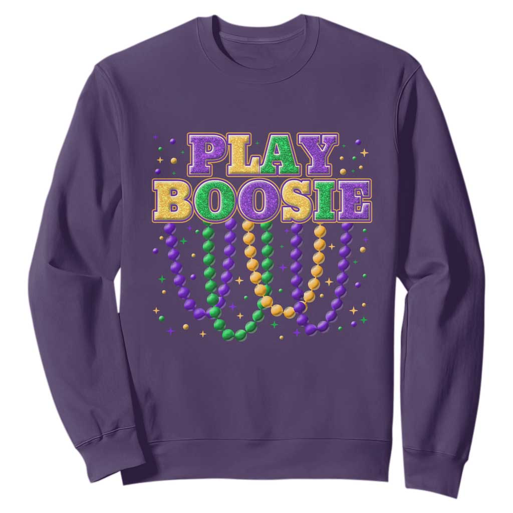 Funny Play Boosie Mardi Gras Sweatshirt Beads Fat Tuesday Carnival TS11 Purple Print Your Wear