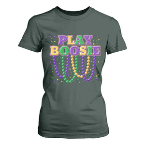 Funny Play Boosie Mardi Gras T Shirt For Women Beads Fat Tuesday Carnival TS11 Dark Forest Green Print Your Wear
