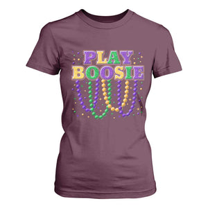 Funny Play Boosie Mardi Gras T Shirt For Women Beads Fat Tuesday Carnival TS11 Maroon Print Your Wear