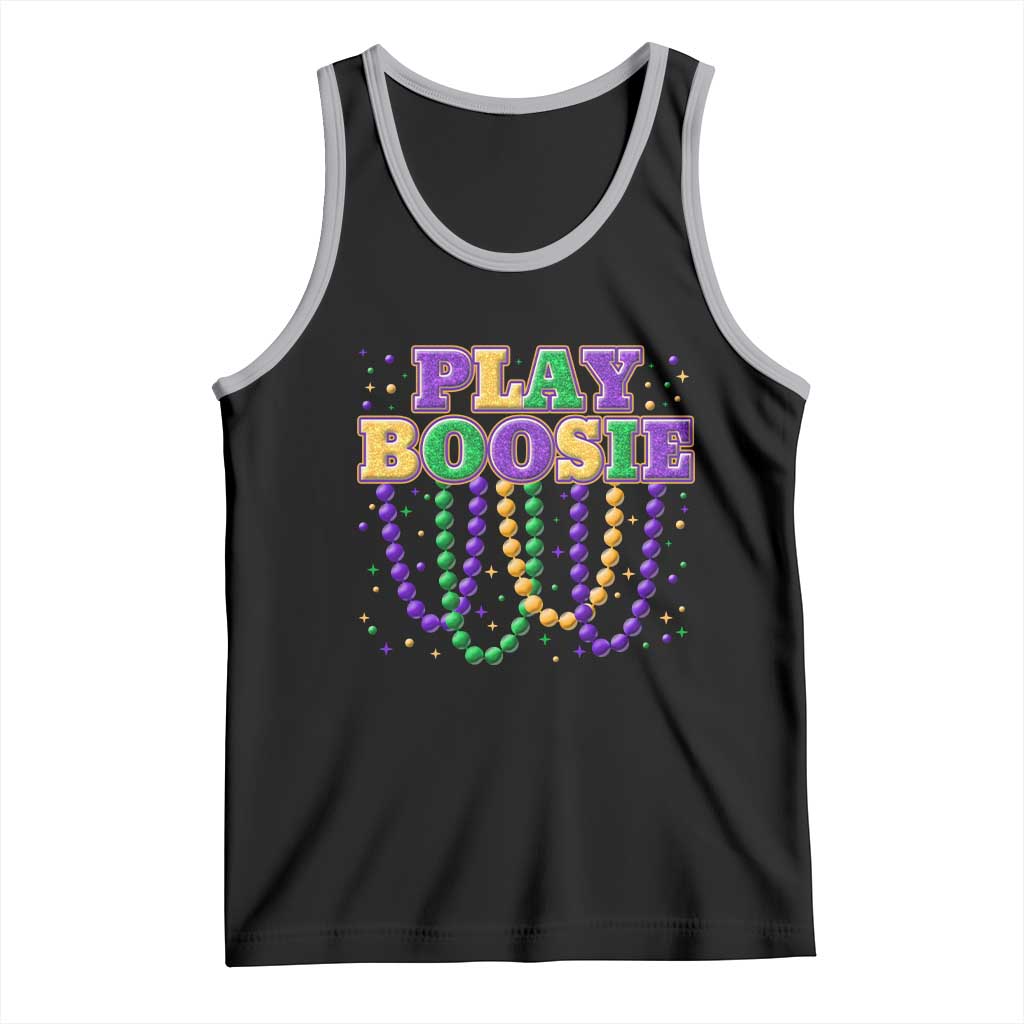 Funny Play Boosie Mardi Gras Tank Top Beads Fat Tuesday Carnival TS11 Black Athletic Heather Print Your Wear