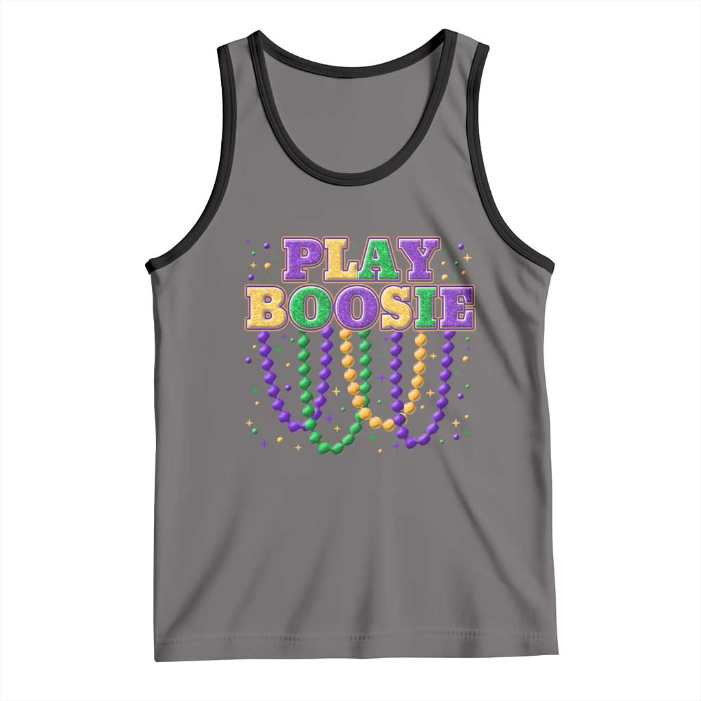 Funny Play Boosie Mardi Gras Tank Top Beads Fat Tuesday Carnival TS11 Deep Heather Black Print Your Wear