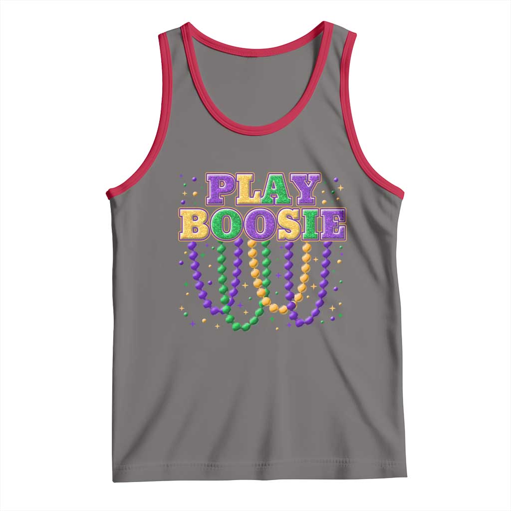 Funny Play Boosie Mardi Gras Tank Top Beads Fat Tuesday Carnival TS11 Deep Heather Red Print Your Wear