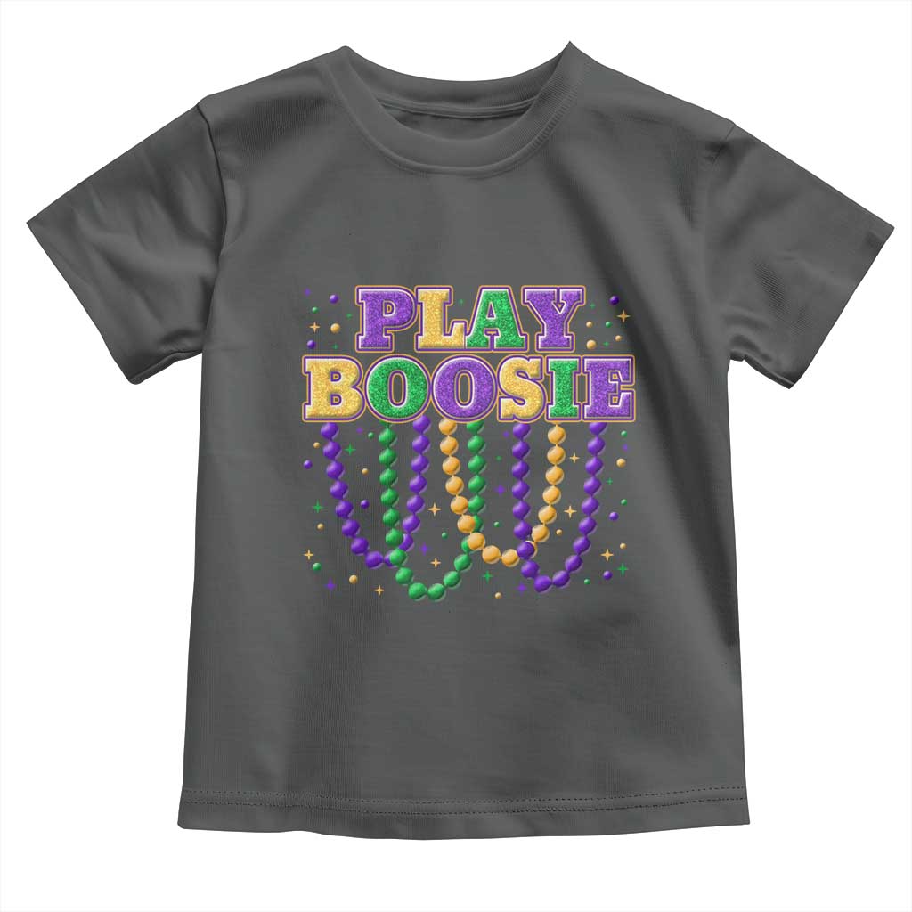 Funny Play Boosie Mardi Gras Toddler T Shirt Beads Fat Tuesday Carnival TS11 Dark Heather Print Your Wear