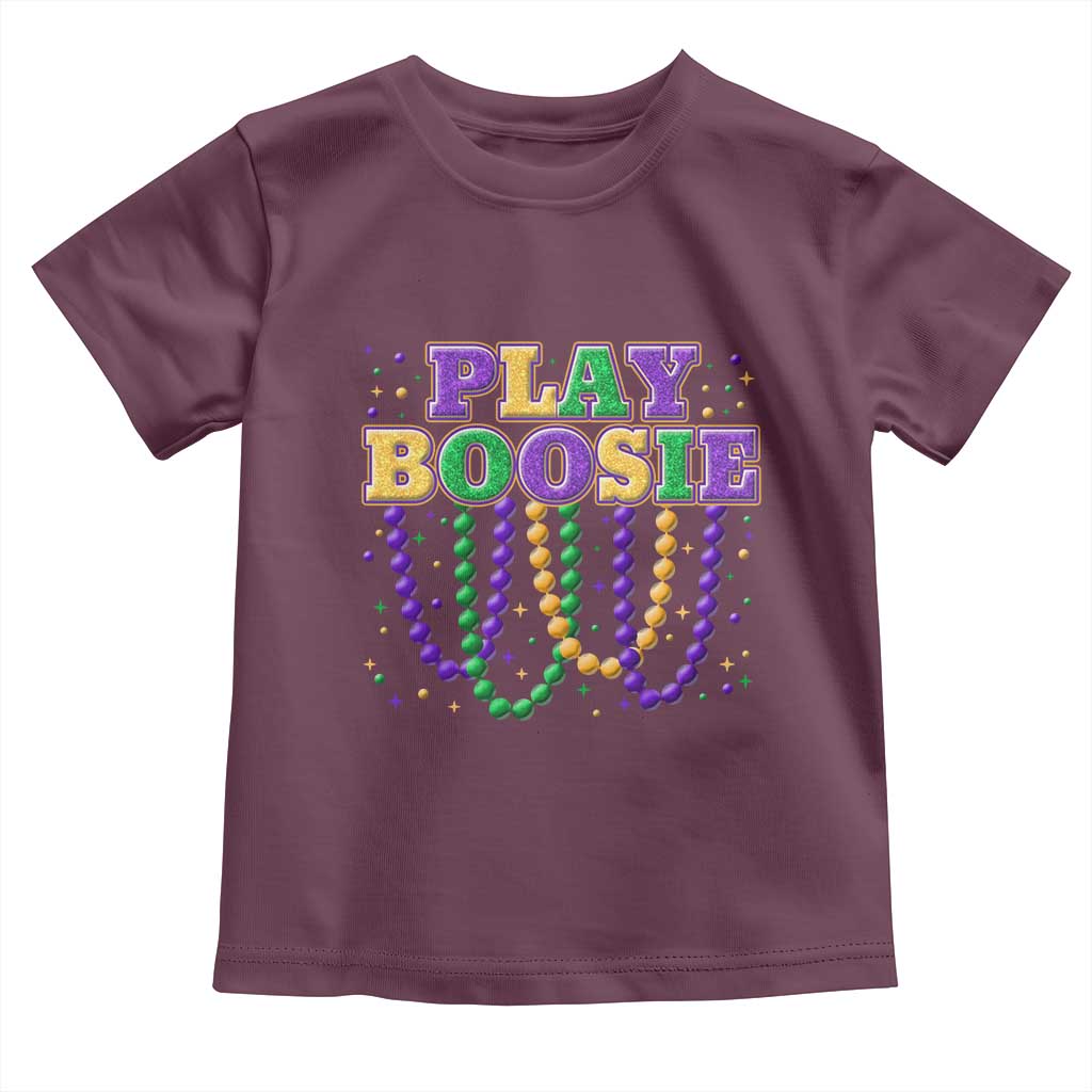 Funny Play Boosie Mardi Gras Toddler T Shirt Beads Fat Tuesday Carnival TS11 Maroon Print Your Wear