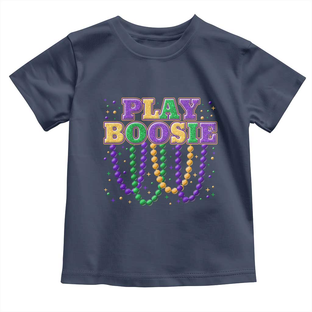 Funny Play Boosie Mardi Gras Toddler T Shirt Beads Fat Tuesday Carnival TS11 Navy Print Your Wear