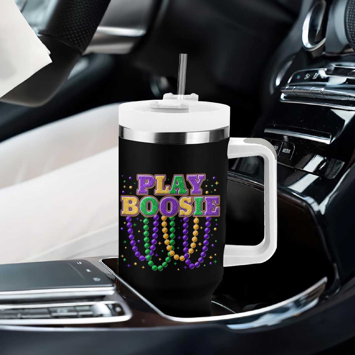 Funny Play Boosie Mardi Gras Tumbler With Handle Beads Fat Tuesday Carnival TS11 Print Your Wear