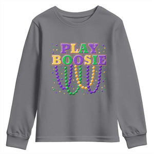 Funny Play Boosie Mardi Gras Youth Sweatshirt Beads Fat Tuesday Carnival TS11 Charcoal Print Your Wear