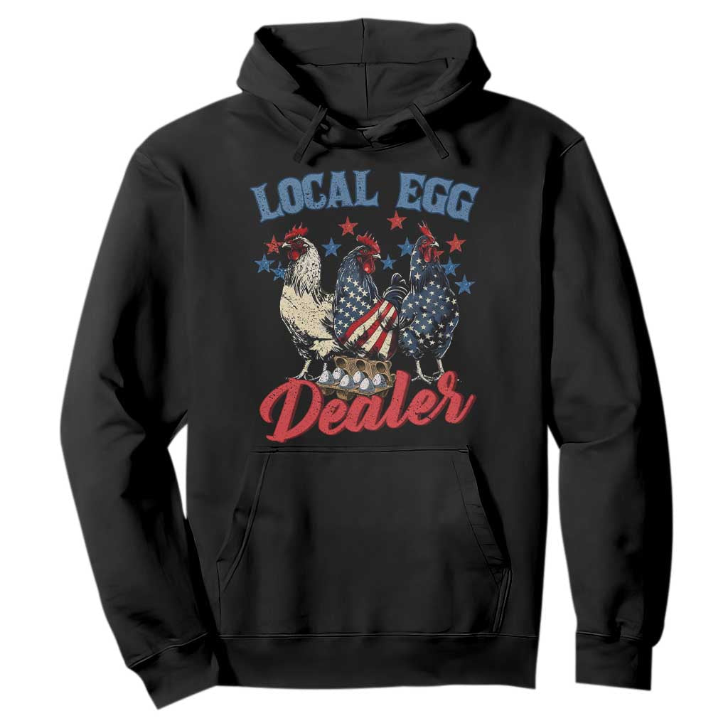 Funny Local Egg Dealer Hoodie Egg Farmer American Flag Chicken Easter TS11 Black Print Your Wear