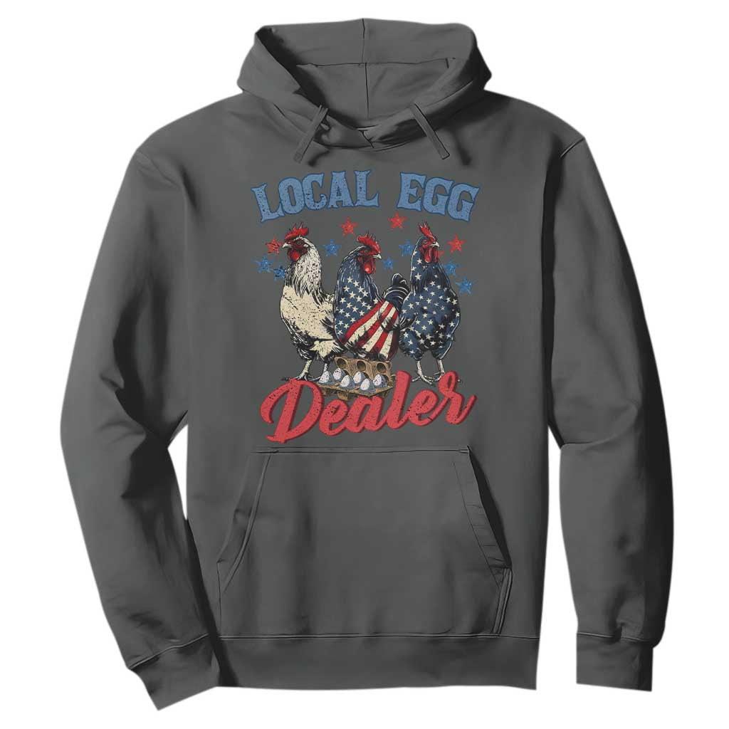 Funny Local Egg Dealer Hoodie Egg Farmer American Flag Chicken Easter TS11 Dark Heather Print Your Wear