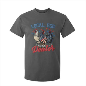 Funny Local Egg Dealer T Shirt For Kid Egg Farmer American Flag Chicken Easter TS11 Dark Heather Print Your Wear