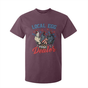 Funny Local Egg Dealer T Shirt For Kid Egg Farmer American Flag Chicken Easter TS11 Maroon Print Your Wear