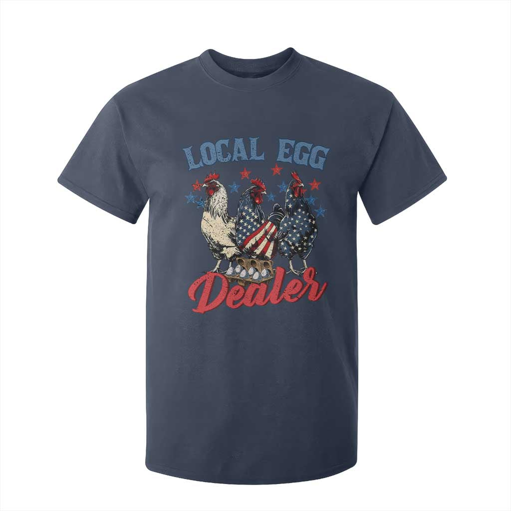 Funny Local Egg Dealer T Shirt For Kid Egg Farmer American Flag Chicken Easter TS11 Navy Print Your Wear