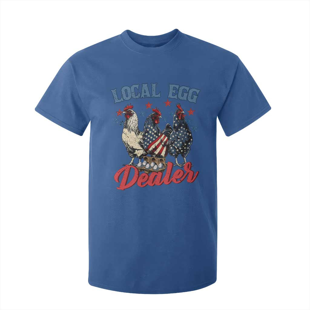 Funny Local Egg Dealer T Shirt For Kid Egg Farmer American Flag Chicken Easter TS11 Royal Blue Print Your Wear
