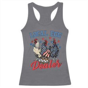 Funny Local Egg Dealer Racerback Tank Top Egg Farmer American Flag Chicken Easter TS11 Charcoal Print Your Wear