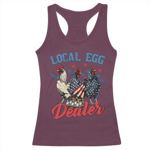 Funny Local Egg Dealer Racerback Tank Top Egg Farmer American Flag Chicken Easter TS11 Maroon Print Your Wear