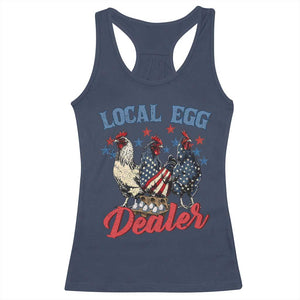 Funny Local Egg Dealer Racerback Tank Top Egg Farmer American Flag Chicken Easter TS11 Navy Print Your Wear