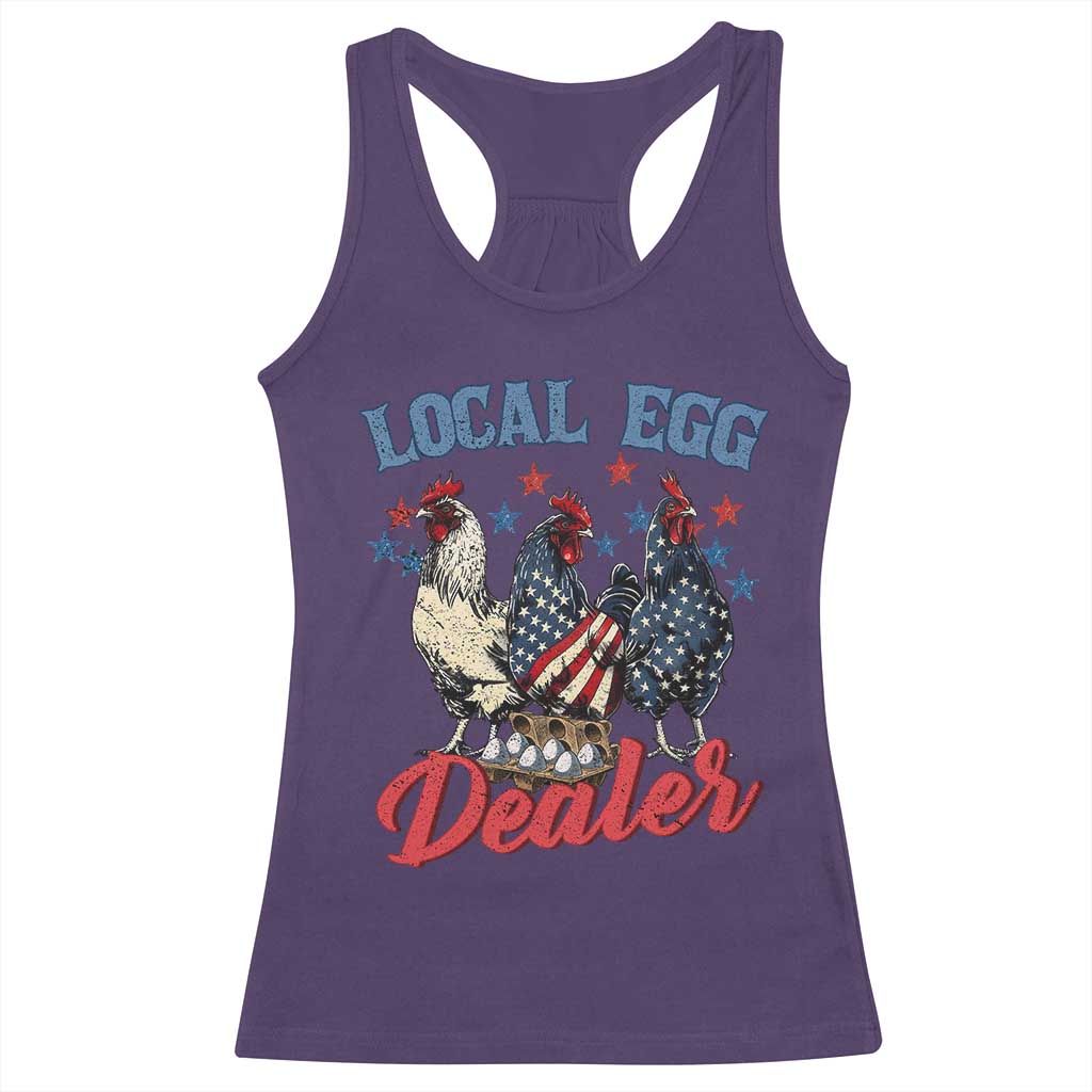 Funny Local Egg Dealer Racerback Tank Top Egg Farmer American Flag Chicken Easter TS11 Purple Print Your Wear