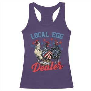 Funny Local Egg Dealer Racerback Tank Top Egg Farmer American Flag Chicken Easter TS11 Purple Print Your Wear
