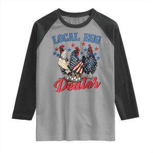 Funny Local Egg Dealer Raglan Shirt Egg Farmer American Flag Chicken Easter TS11 Sport Gray Black Print Your Wear