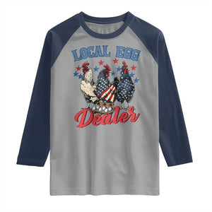 Funny Local Egg Dealer Raglan Shirt Egg Farmer American Flag Chicken Easter TS11 Sport Gray Navy Print Your Wear