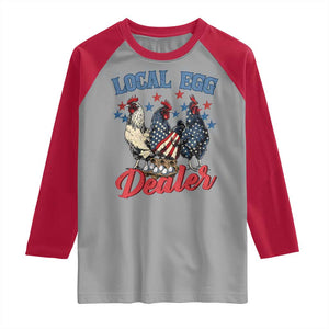 Funny Local Egg Dealer Raglan Shirt Egg Farmer American Flag Chicken Easter TS11 Sport Gray Red Print Your Wear