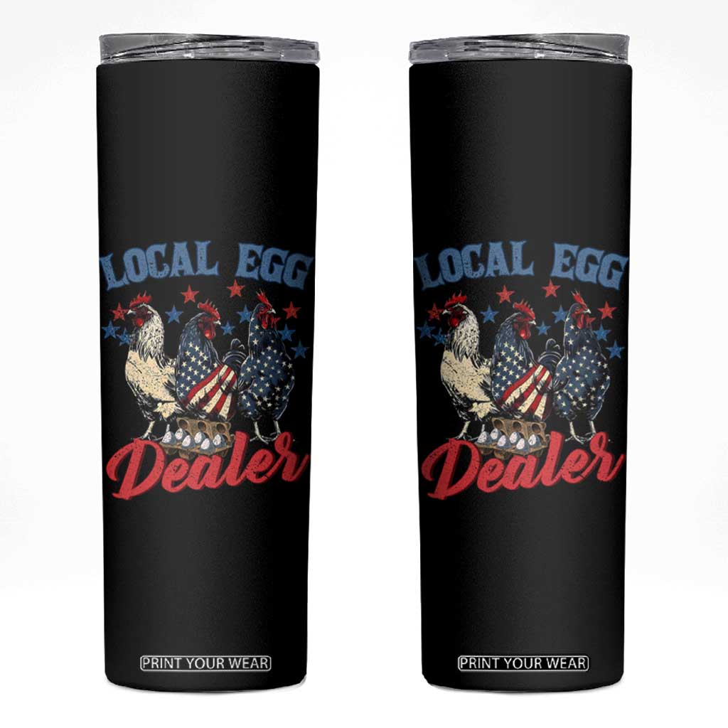Funny Local Egg Dealer Skinny Tumbler Egg Farmer American Flag Chicken Easter TS11 Black Print Your Wear