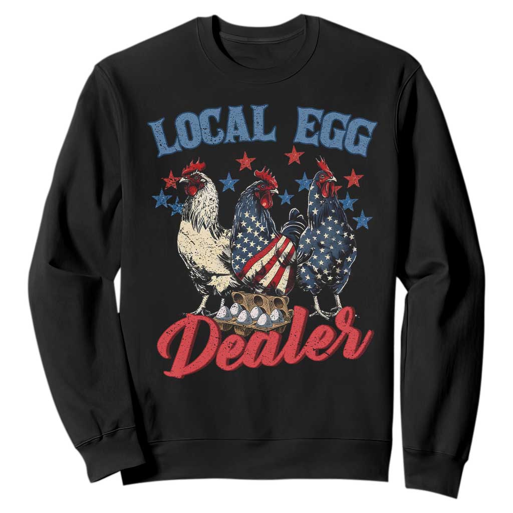 Funny Local Egg Dealer Sweatshirt Egg Farmer American Flag Chicken Easter TS11 Black Print Your Wear