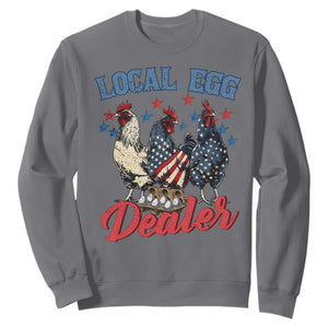Funny Local Egg Dealer Sweatshirt Egg Farmer American Flag Chicken Easter TS11 Charcoal Print Your Wear
