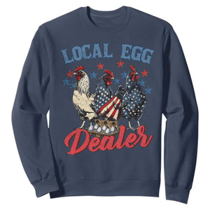 Funny Local Egg Dealer Sweatshirt Egg Farmer American Flag Chicken Easter TS11 Navy Print Your Wear