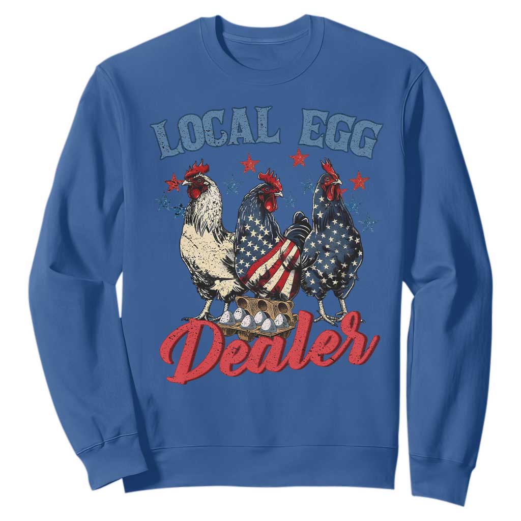 Funny Local Egg Dealer Sweatshirt Egg Farmer American Flag Chicken Easter TS11 Royal Blue Print Your Wear