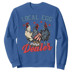 Funny Local Egg Dealer Sweatshirt Egg Farmer American Flag Chicken Easter TS11 Royal Blue Print Your Wear