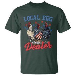 Funny Local Egg Dealer T Shirt Egg Farmer American Flag Chicken Easter TS11 Dark Forest Green Print Your Wear