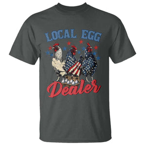 Funny Local Egg Dealer T Shirt Egg Farmer American Flag Chicken Easter TS11 Dark Heather Print Your Wear