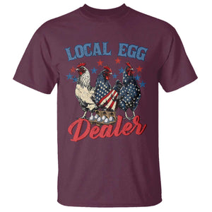 Funny Local Egg Dealer T Shirt Egg Farmer American Flag Chicken Easter TS11 Maroon Print Your Wear