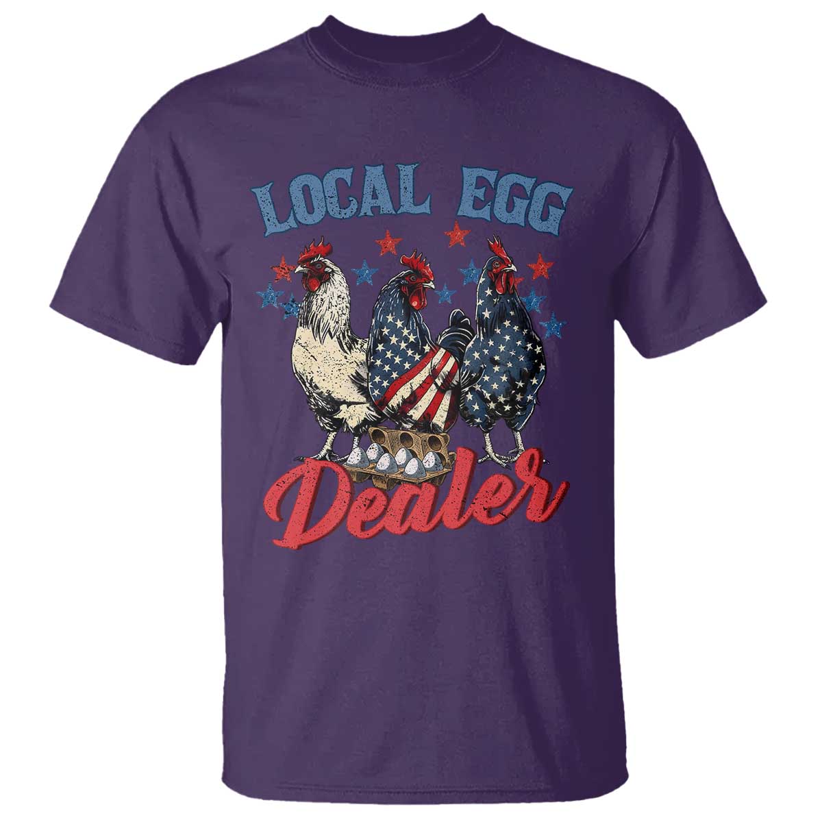 Funny Local Egg Dealer T Shirt Egg Farmer American Flag Chicken Easter TS11 Purple Print Your Wear