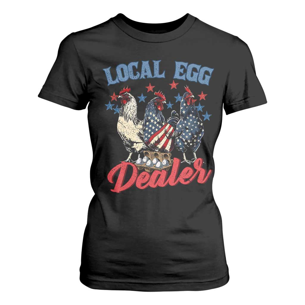 Funny Local Egg Dealer T Shirt For Women Egg Farmer American Flag Chicken Easter TS11 Black Print Your Wear