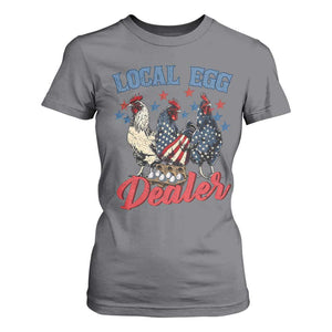 Funny Local Egg Dealer T Shirt For Women Egg Farmer American Flag Chicken Easter TS11 Charcoal Print Your Wear