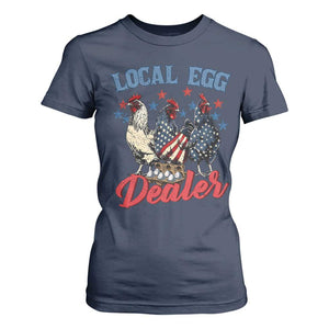 Funny Local Egg Dealer T Shirt For Women Egg Farmer American Flag Chicken Easter TS11 Navy Print Your Wear