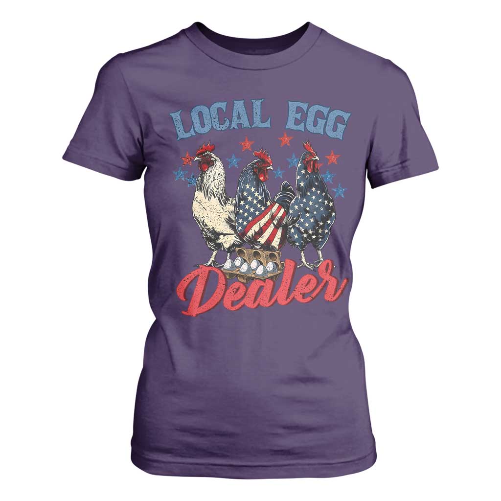 Funny Local Egg Dealer T Shirt For Women Egg Farmer American Flag Chicken Easter TS11 Purple Print Your Wear