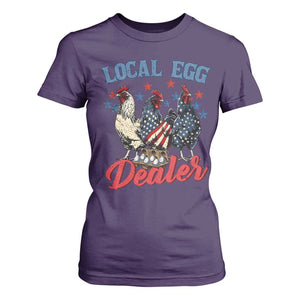 Funny Local Egg Dealer T Shirt For Women Egg Farmer American Flag Chicken Easter TS11 Purple Print Your Wear