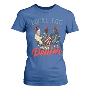 Funny Local Egg Dealer T Shirt For Women Egg Farmer American Flag Chicken Easter TS11 Royal Blue Print Your Wear