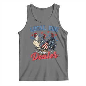Funny Local Egg Dealer Tank Top Egg Farmer American Flag Chicken Easter TS11 Black Heather Print Your Wear