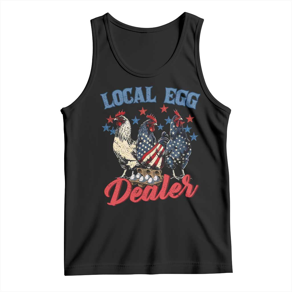 Funny Local Egg Dealer Tank Top Egg Farmer American Flag Chicken Easter TS11 Black Print Your Wear