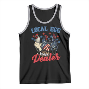 Funny Local Egg Dealer Tank Top Egg Farmer American Flag Chicken Easter TS11 Black Athletic Heather Print Your Wear