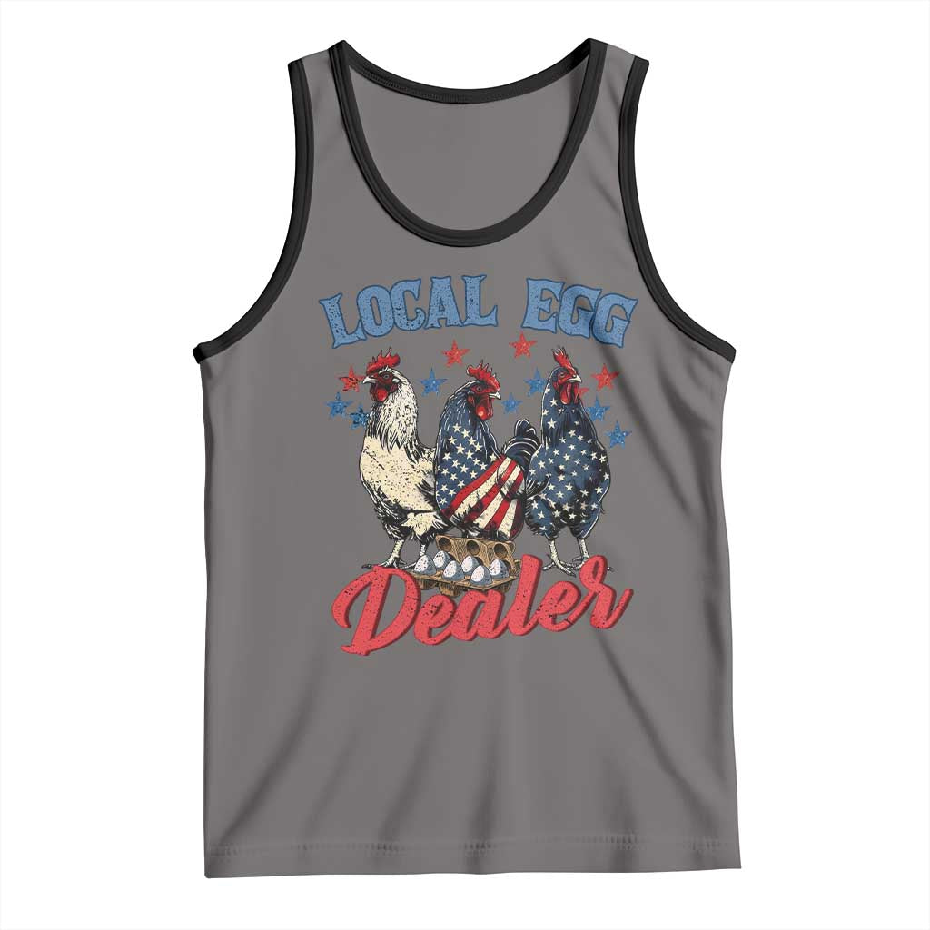 Funny Local Egg Dealer Tank Top Egg Farmer American Flag Chicken Easter TS11 Deep Heather Black Print Your Wear